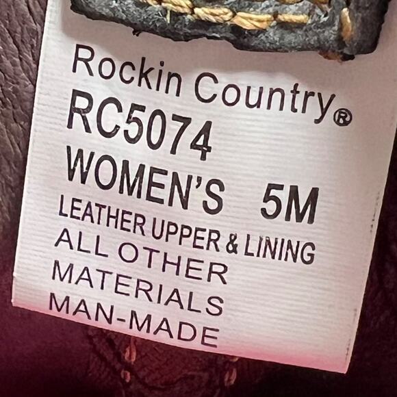 ROCKIN Country Womens Cowgirl Cowboy Western Boots Brown Distressed Leather SZ 5 - Picture 10 of 10